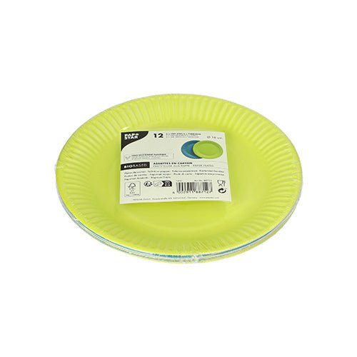 PAPSTAR 12 Teller, Pappe rund Ø 18 cm farbig sortiert