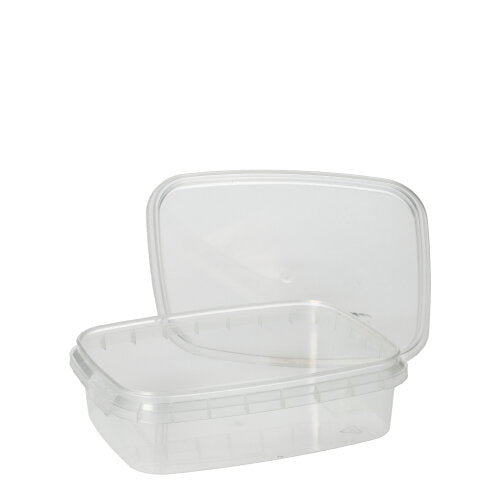 Starpak 50 Feinkostbecher, PP transparent mit Originalitätsverschluss eckig