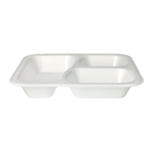 Starpak 100 Siegelschalen, XPS 3-geteilt 925 ml 4,2 cm x 21,2 cm x 25 cm weiss laminiert | Folienbeutel (100 Stück)