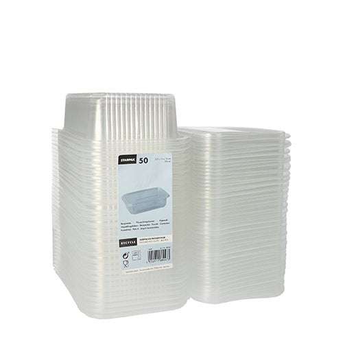 Starpak 50 Verpackungsbecher mit Klappdeckeln, PP transparent rechteckig