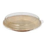Starpak 10 Teller, Palmblatt rund 500 ml Ø 23 cm · 5,3 cm mit rPET Deckel "Kombipack" | Schrumpffolie (10 Stück)
