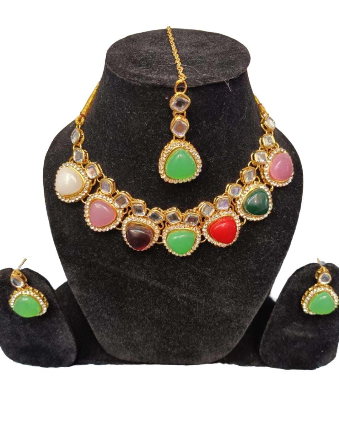 Gold Plated Pearl Kundan Beaded Chandbali Earrings for Women