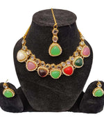 Gold Plated Pearl Kundan Beaded Chandbali Earrings for Women