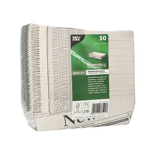 PAPSTAR 50 Pommes-Frites-Trays weiss "Newsprint"