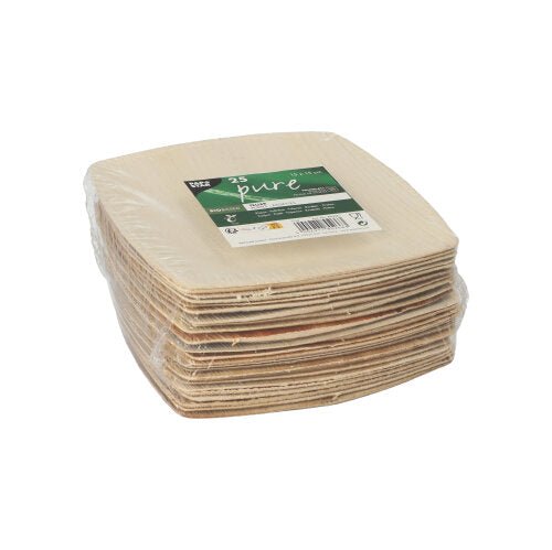 PAPSTAR 25 Teller, Palmblatt "pure" natur "QUADRATO"