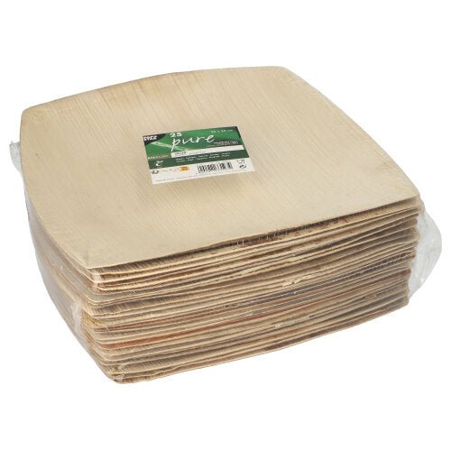 PAPSTAR 25 Teller, Palmblatt "pure" natur "QUADRATO"