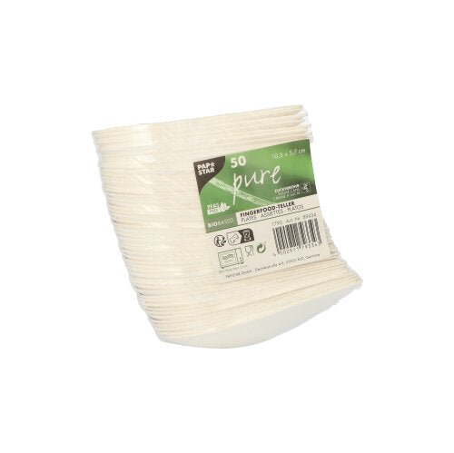 PAPSTAR 50 Fingerfood - Teller, Zuckerrohr "pure" weiss