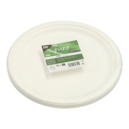 PAPSTAR 12 Teller, Zuckerrohr "pure" ungeteilt