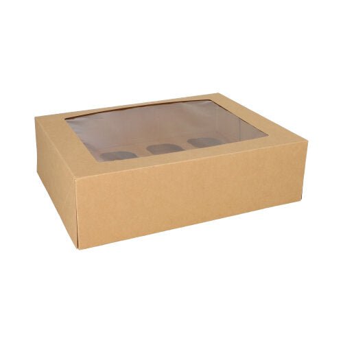PAPSTAR 25 Cupcake-Kartons eckig 10 cm mit Sichtfenster aus PLA