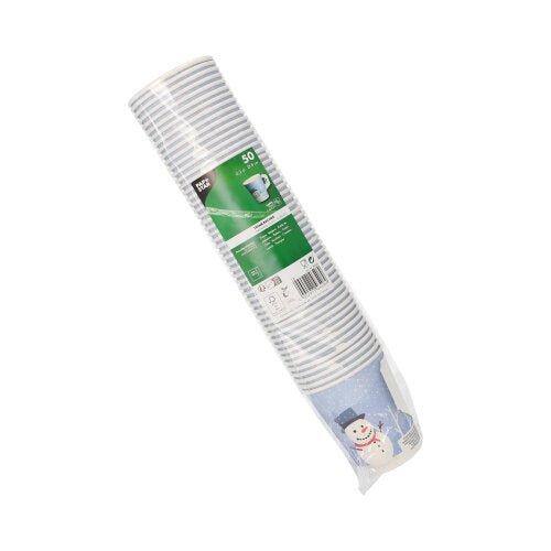 PAPSTAR Trinkbecher mit Henkel, Pappe, Ø 8 cm, "Snowman" | Folie (50 Stück)