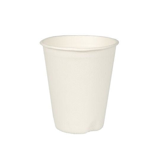 PAPSTAR Trinkbecher Zuckerrohr "pure", 8 cm, weiß für Heißgetränke | Schrumpffolie (12 Stück)