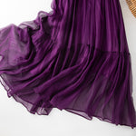 Damen Seidenkleid mit Puffärmeln | Luftsüßes Boho Maxikleid