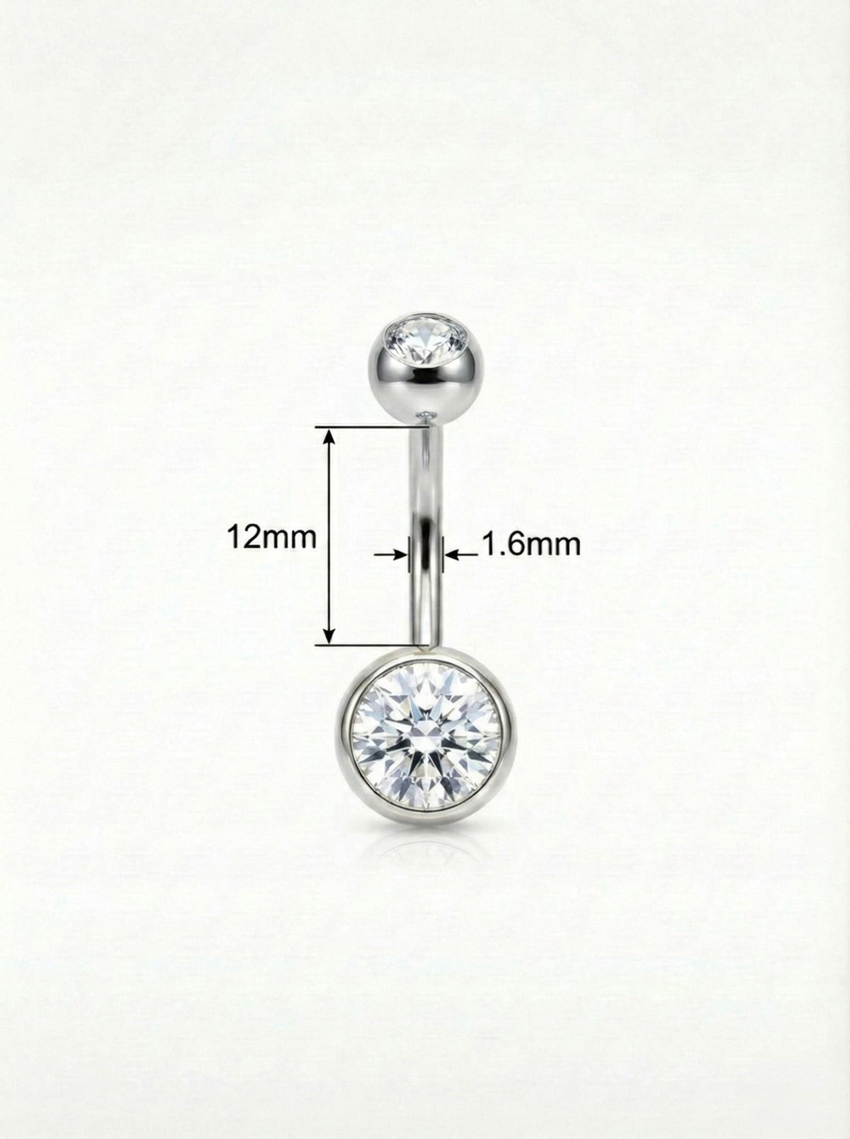 Doppelkristall Zarge Bauchnabelpiercing aus Titan