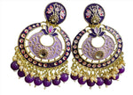 Gold Plated Pearl Kundan Beaded Chandbali Earrings for Women