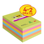 Post-it® Super Sticky Notes im Großformat, Verschiedene Farben, Liniert, 101 mm x 152 mm, Promotion, 90 Blatt/Block, 4 Blöcke + 2 Gratis/Packung, 100% PEFC, SGSCH-PEFC-COC-110078 | Packung (1 Stück)