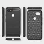 NALIA Silikonhülle für Google Pixel 2 XL – Rutschfest & Matt – VORTEX (Gebürstete Optik & Carbon Design) – Marke aus Berlin