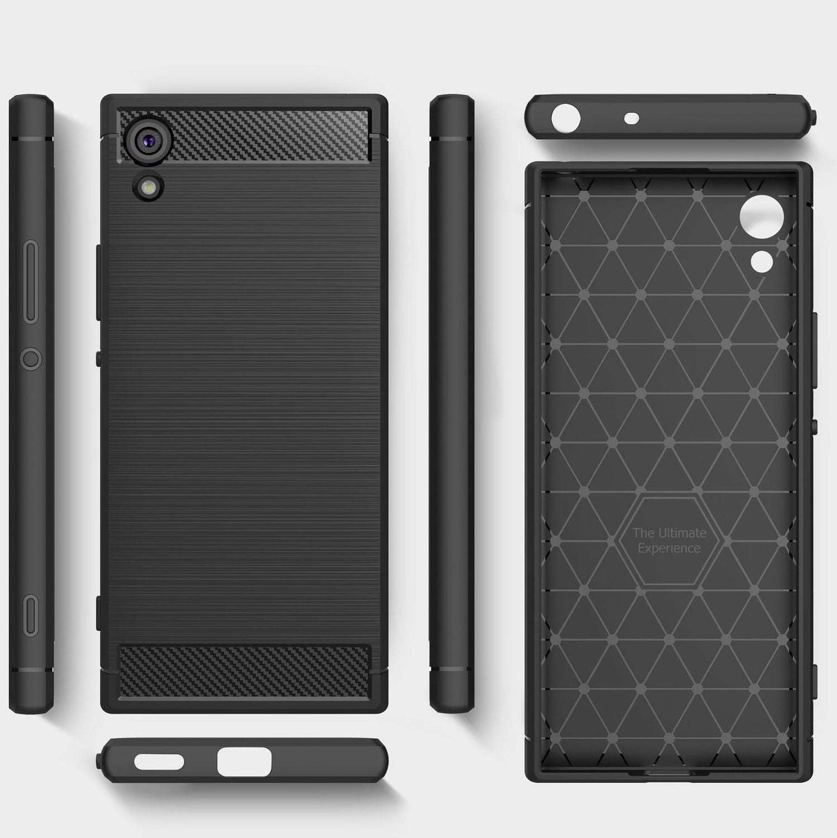 NALIA Silikonhülle für Sony Xperia XA1 – Rutschfest & Matt – VORTEX (Gebürstete Optik & Carbon Design) – Marke aus Berlin Namma Markt