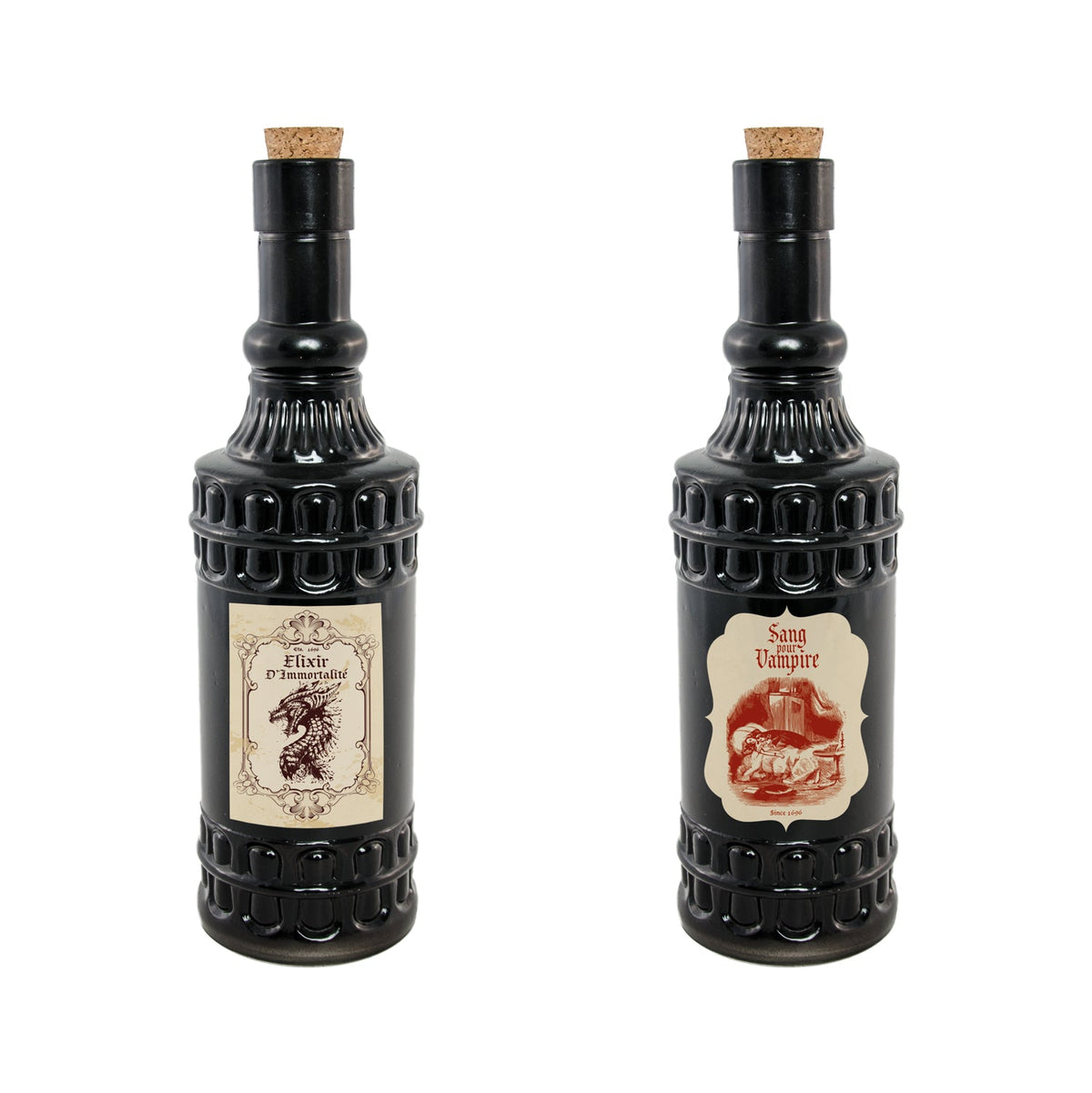 Deko Giftflasche "Elixir" | "Vampire" 6,5 x 23 cm | Schwarz