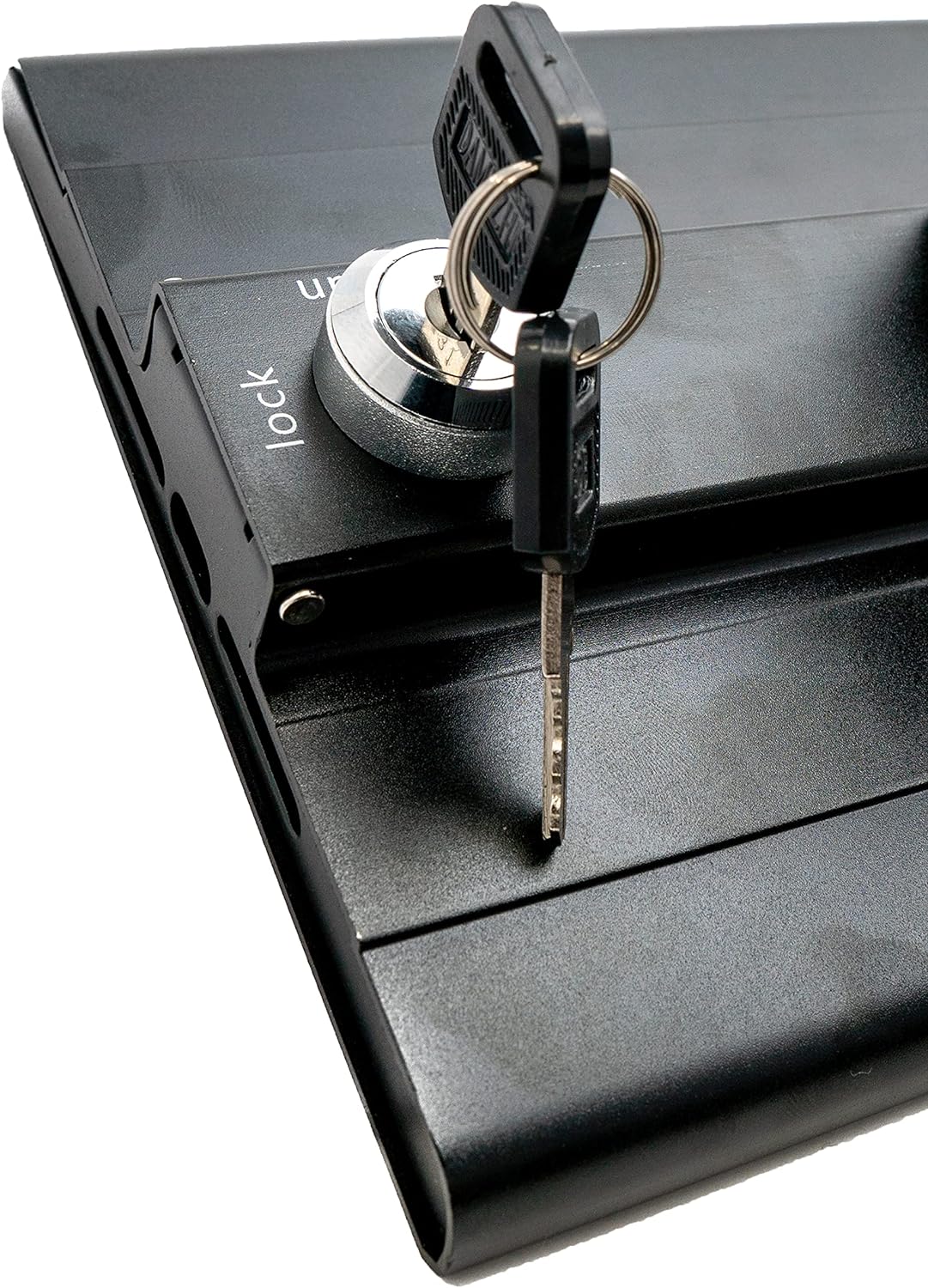 Stangen Halterung mit Schloss Befestigung aus Metall in Schwarz für iPad Mini | System-S