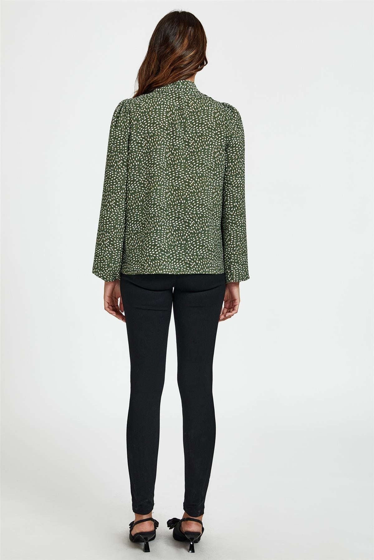 Floral Print Side Tie Blouse Top In Olive Namma Markt