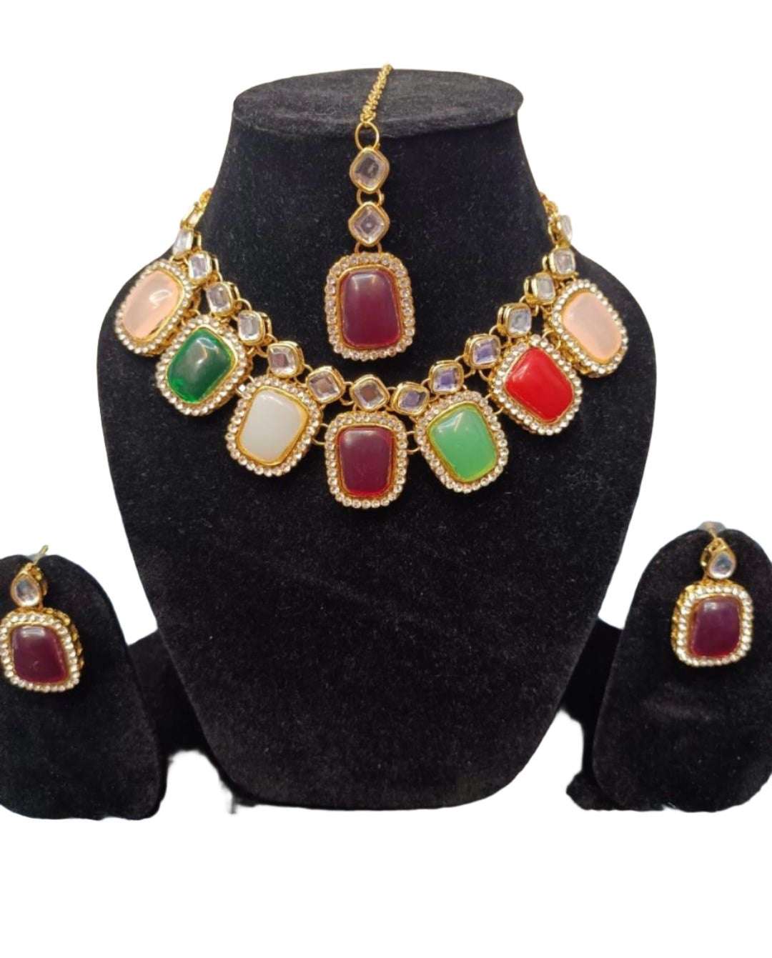 Gold Plated Pearl Kundan Beaded Chandbali Earrings for Women