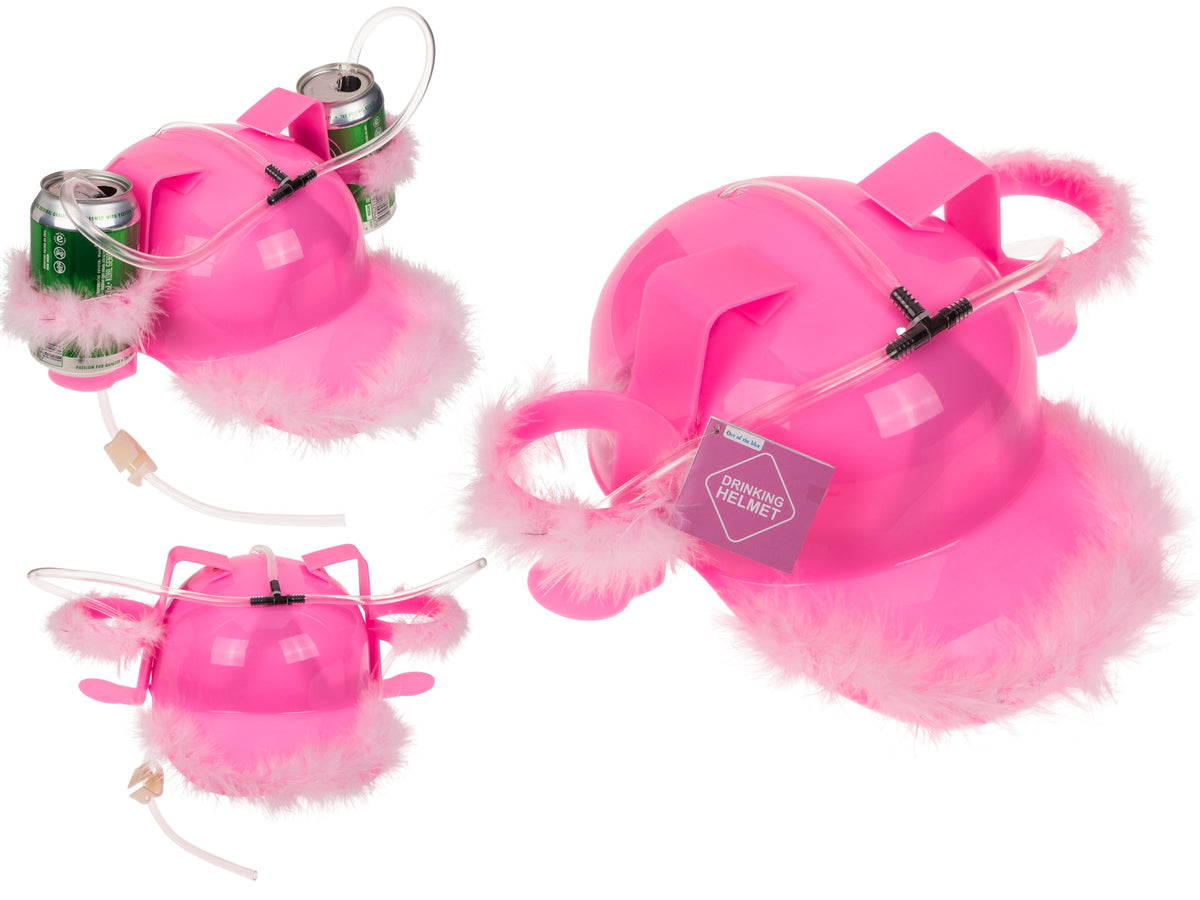 Trinkhelm mit Federn | Pink