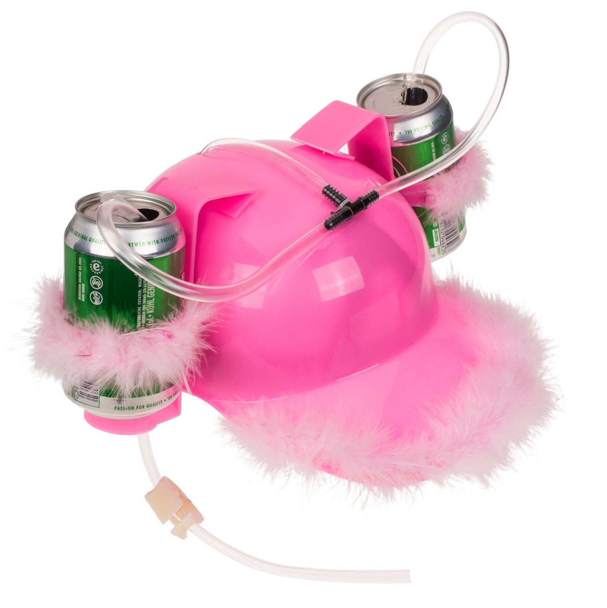 Trinkhelm mit Federn | Pink