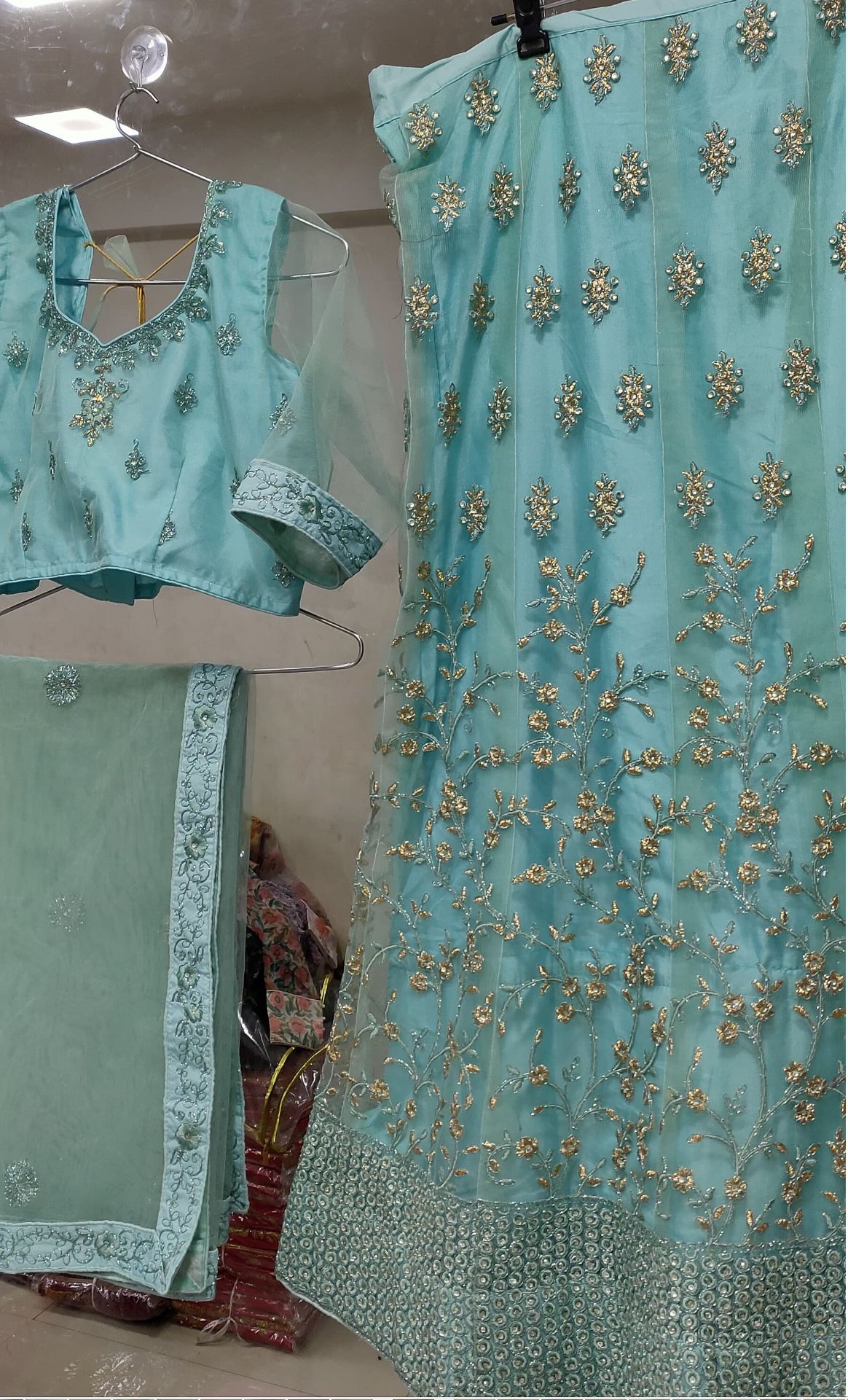 Complete Stitched Embroidered  Lehenga Choli In Germany (Teal)/Bridal Lehenga In Essen