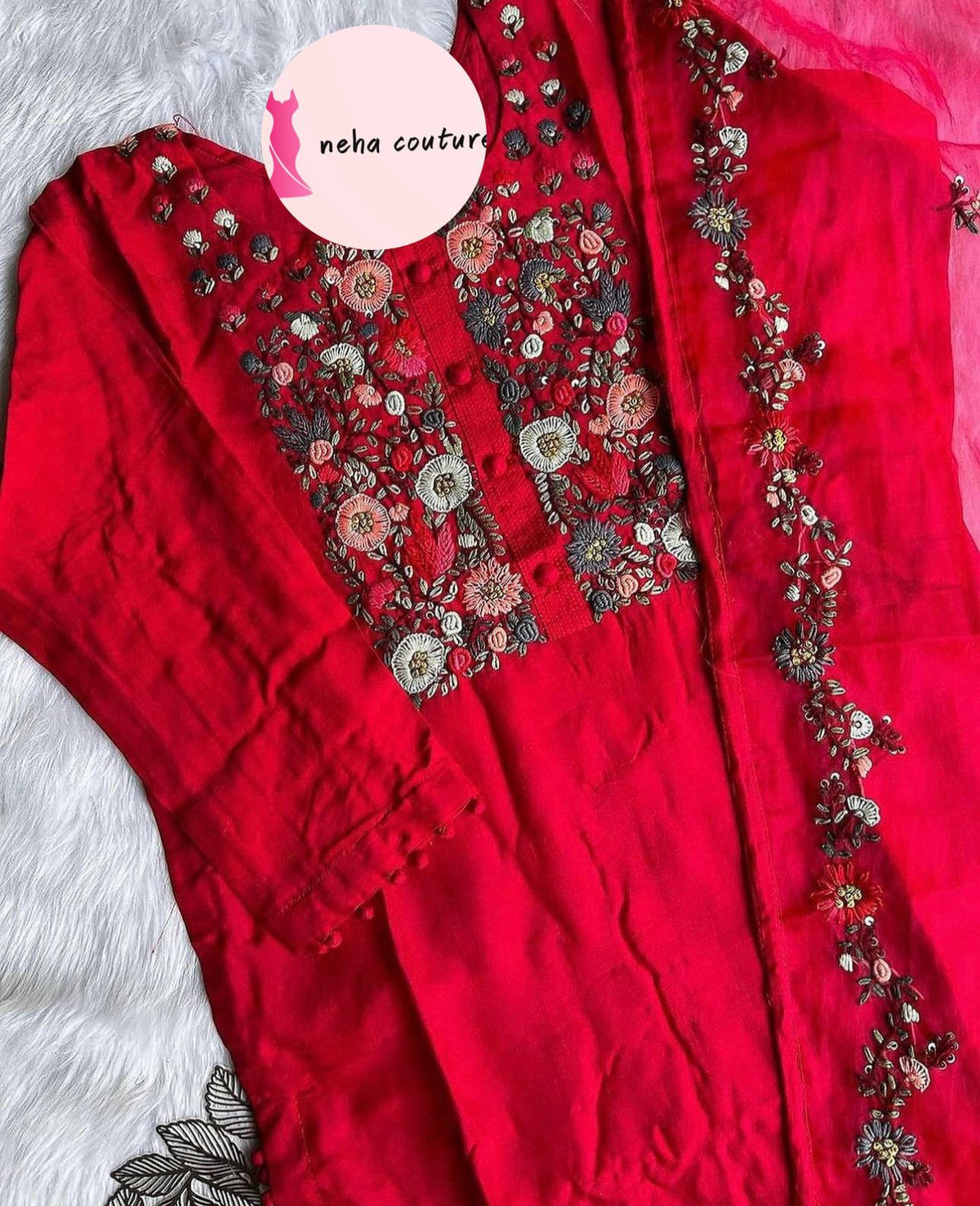 Handcrafted Dola Silk Kurta Dupatta Bottom Set