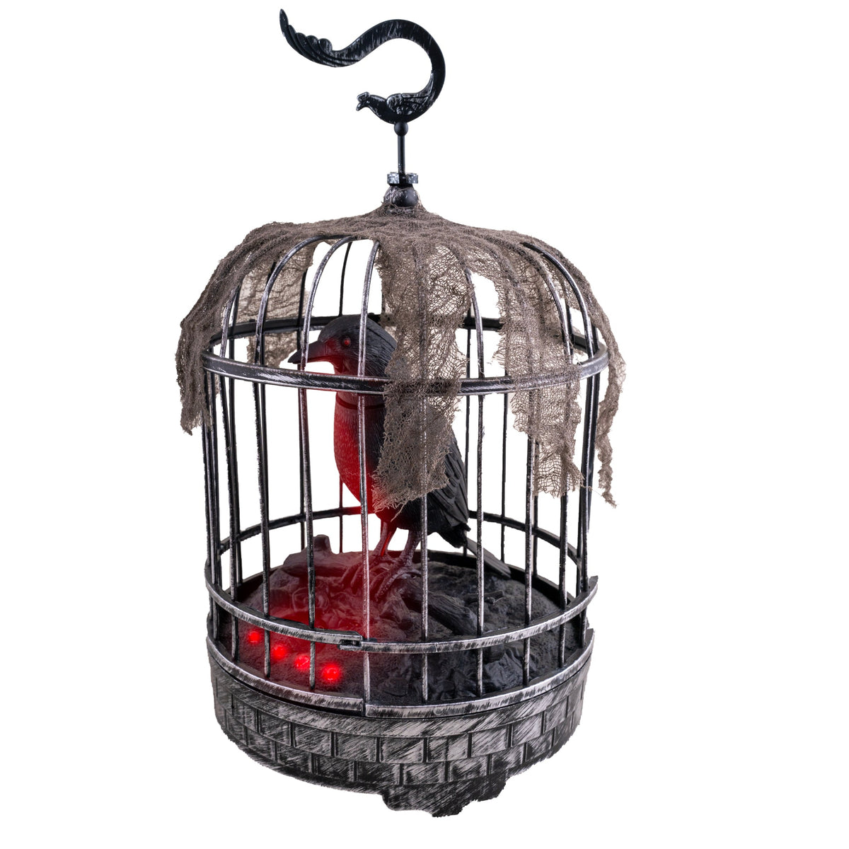 Halloween Deko "Rabe im Käfig" Animiert | 32 cm