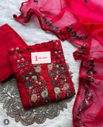Handcrafted Dola Silk Kurta Dupatta Bottom Set