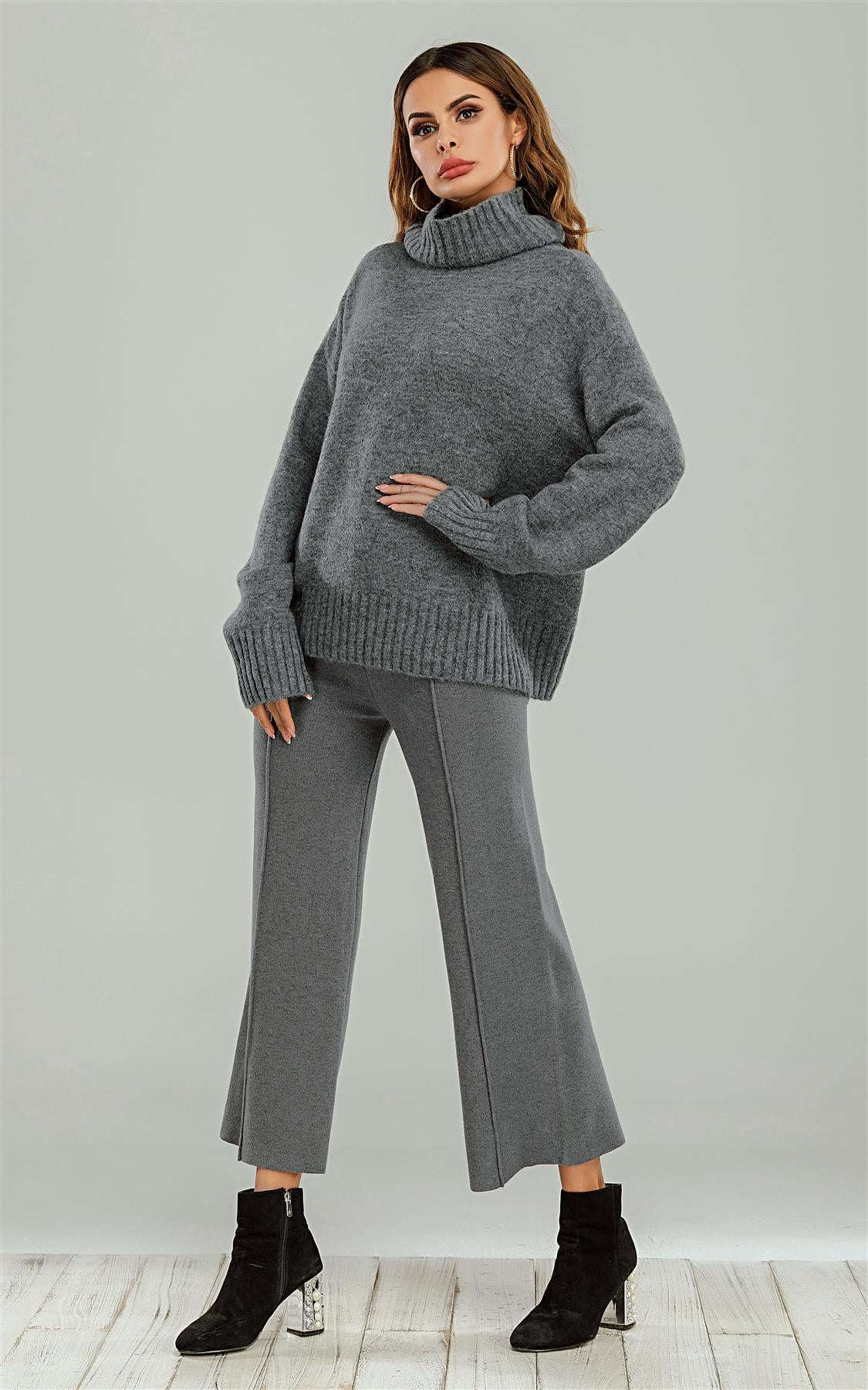 Wool Blanket Jumper Top With High Neck In Grey Namma Markt