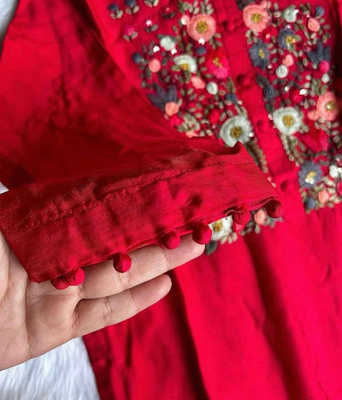 Handcrafted Dola Silk Kurta Dupatta Bottom Set