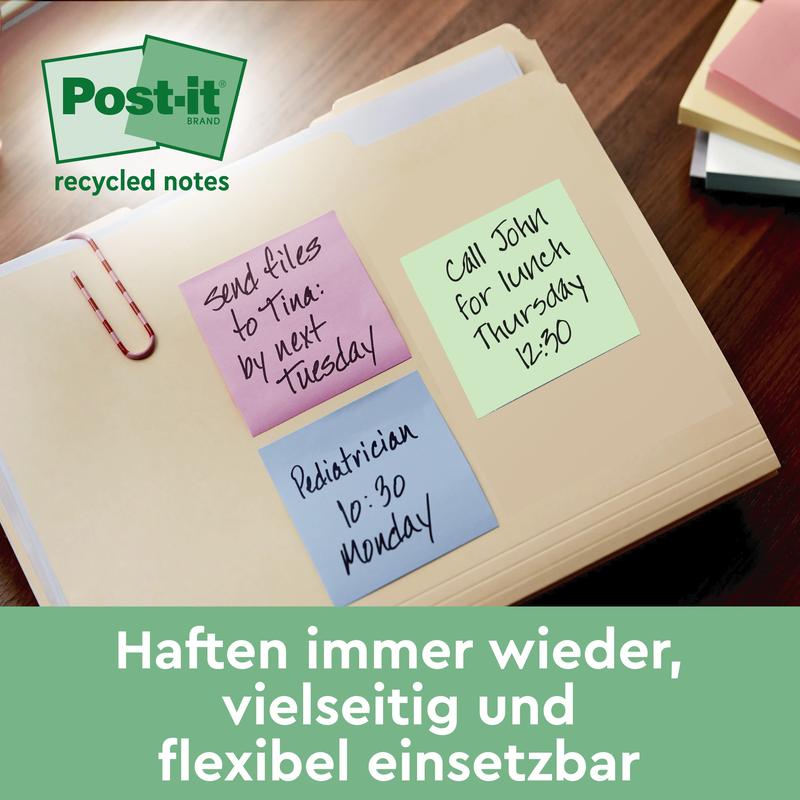Post-it® Recycling Notes, 38 mm x 51 mm, 100 Blatt/Block, 100% PEFC