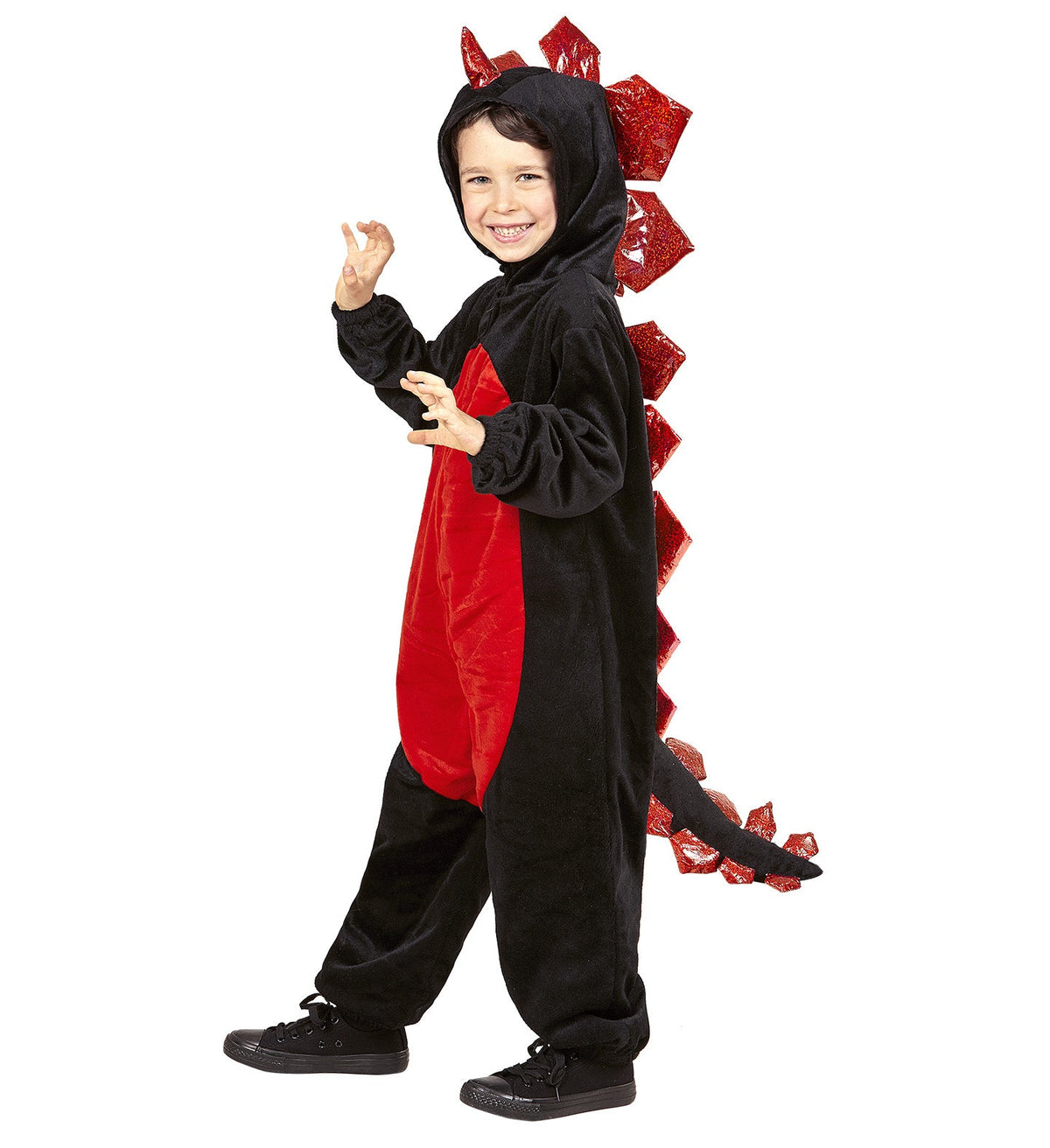 Schwarzer Drache Kinderkostüm | Schwarz Rot - Overall