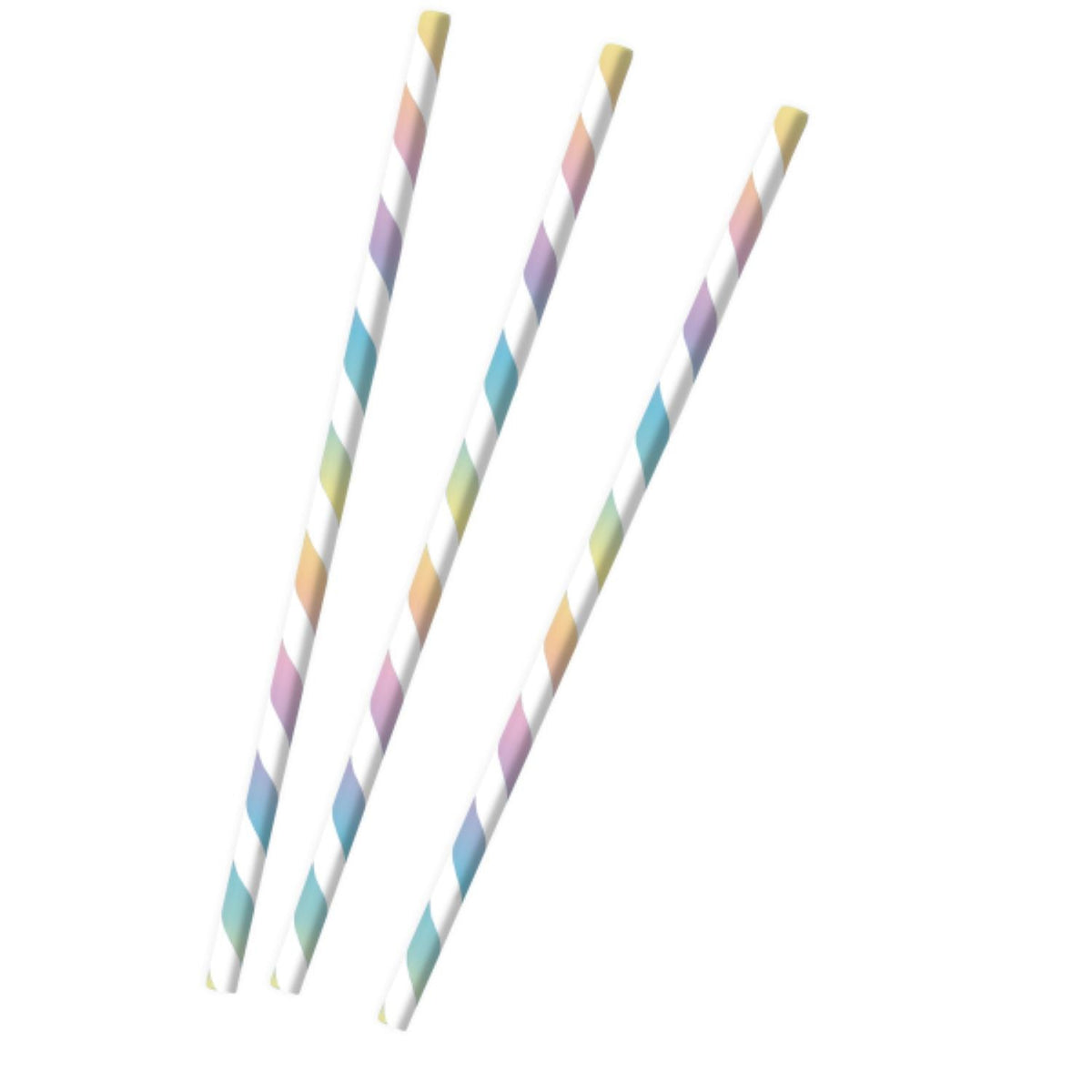 Pastell Rainbow - Papier Trinkhalme | 12 Stück, 19,7 cm