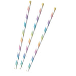 Pastell Rainbow - Papier Trinkhalme | 12 Stück, 19,7 cm
