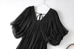 Damen Seidenkleid mit Puffärmeln | Luftsüßes Boho Maxikleid