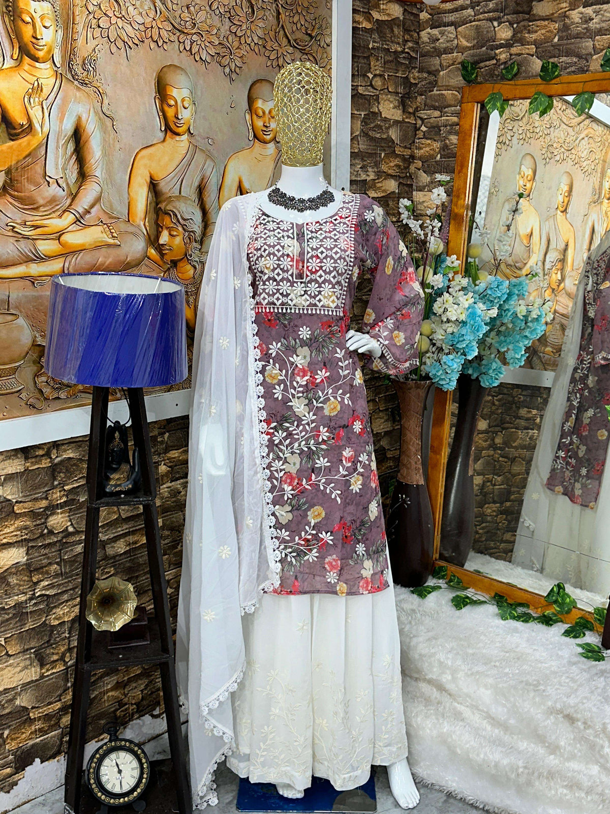 PARTY WEAR TOP AND SARARA WITH FANCY DUPATTA WITH EMBROIDERY WORK SUIT