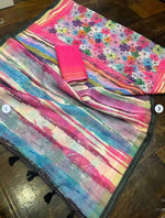 Linen Saree With Gold Jari Patta