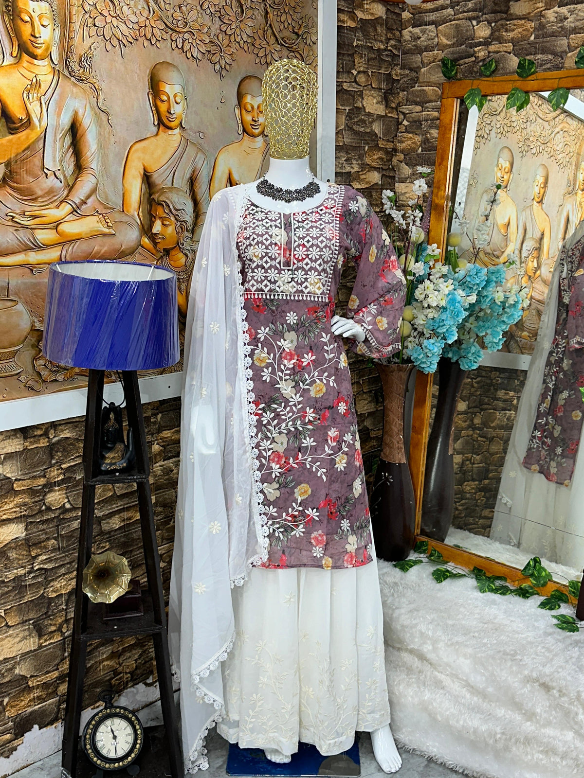 PARTY WEAR TOP AND SARARA WITH FANCY DUPATTA WITH EMBROIDERY WORK SUIT