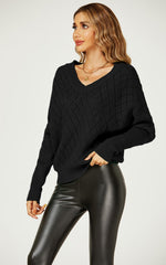 Pointelle Striped Sheer Jumper In Black