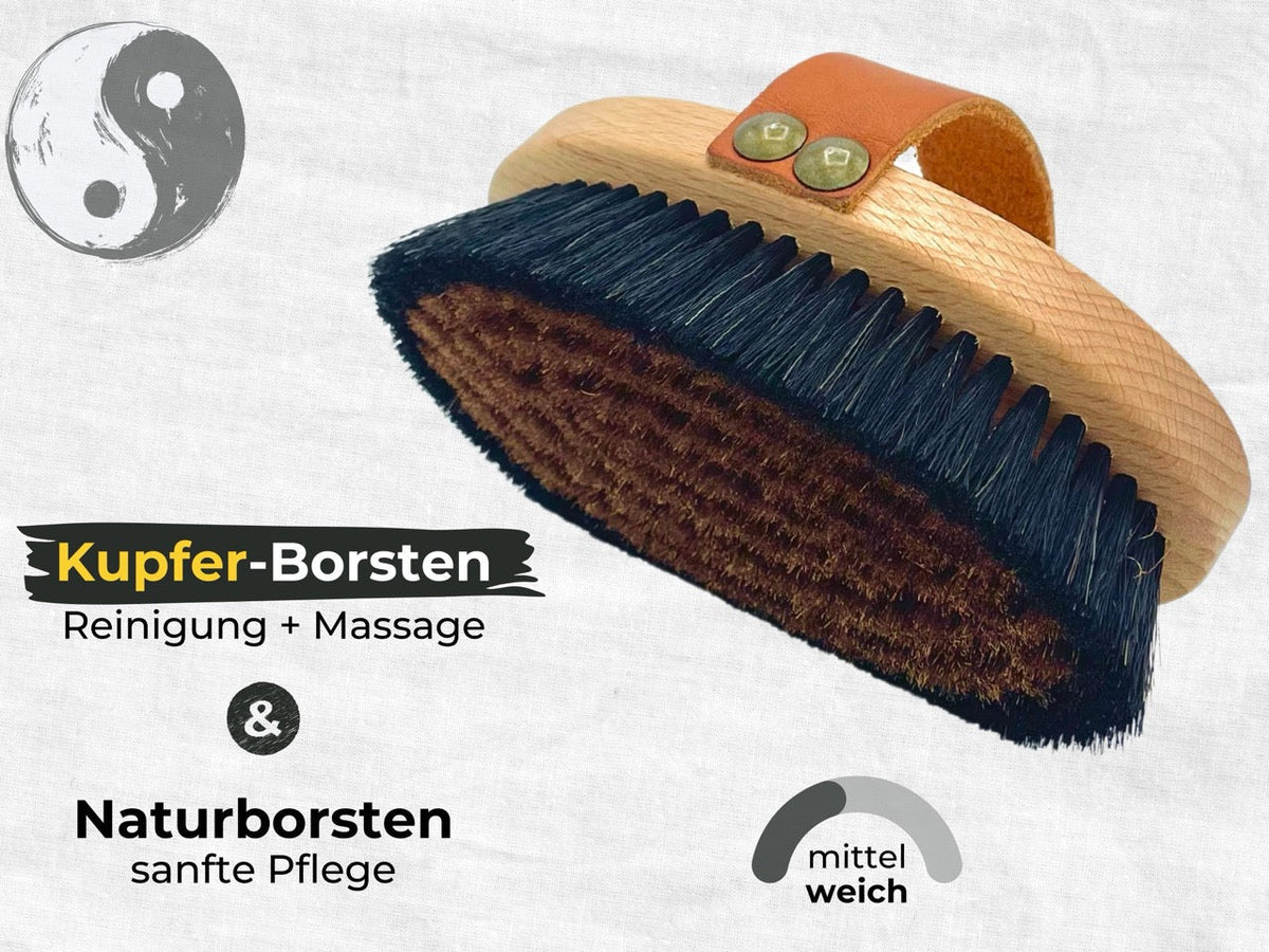 Trockenbürste Körper mit Kupfer (YIN) Energie- & Kupferbürste