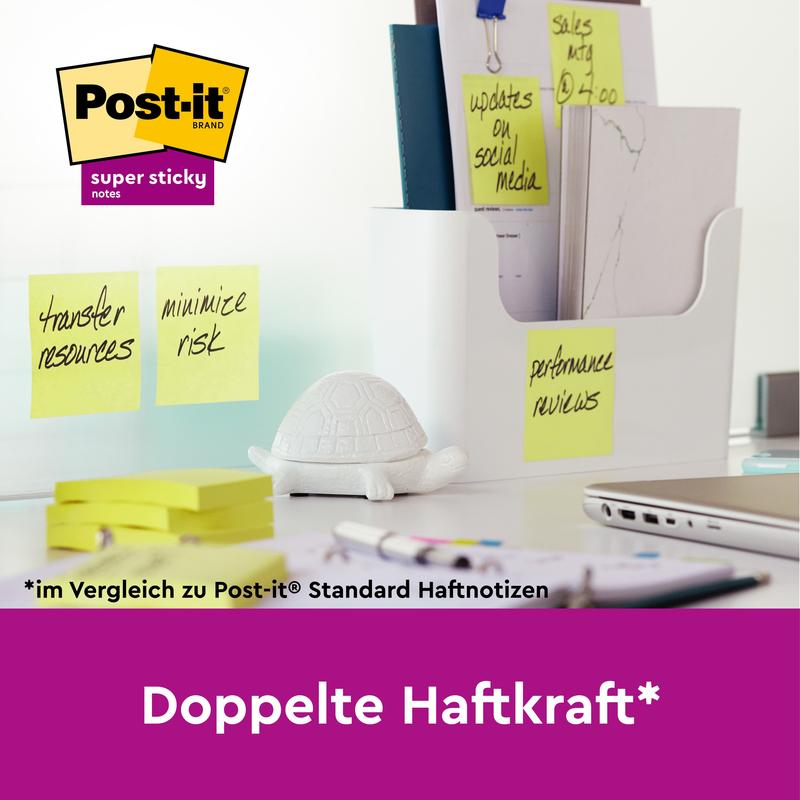 Post-it® Super Sticky Notes, 76 mm x 127 mm, 90 Blatt/Block, 100% PEFC