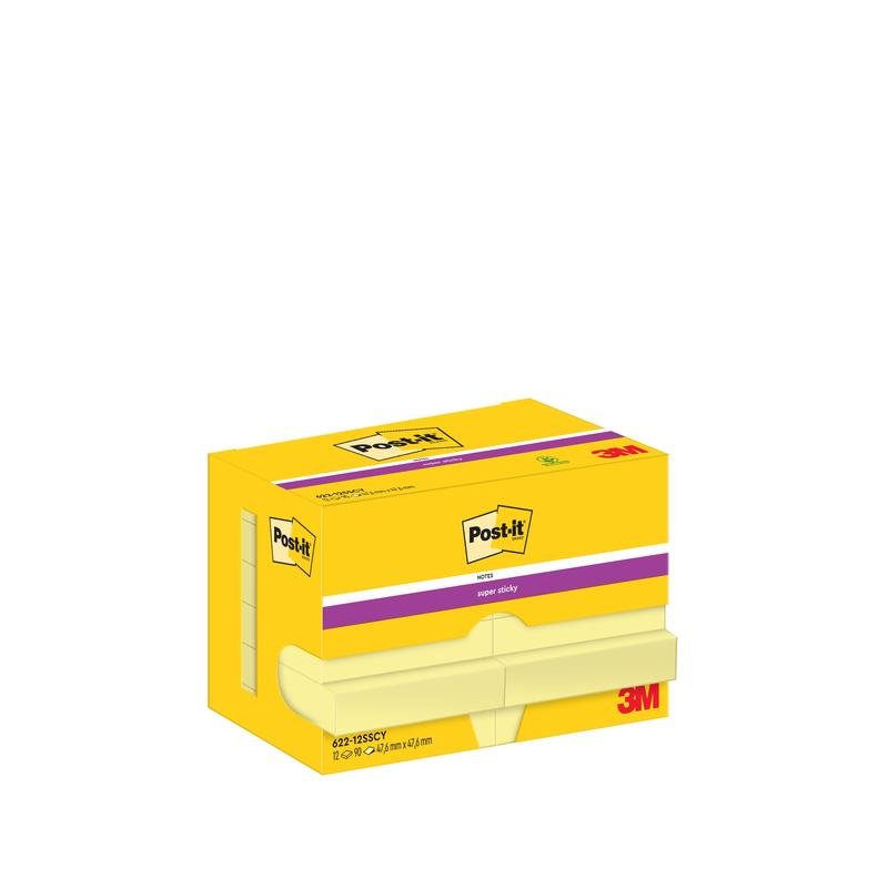 Post-it® Super Sticky Notes, 47,6 mm x 47,6 mm, 90 Blatt/Block, 100% PEFC