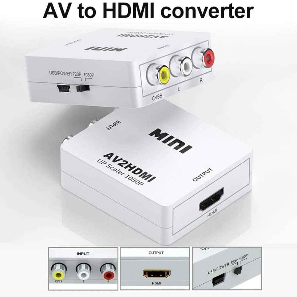 DREIKS AV RCA zu HDMI Adapter Konverter Full HD 1080P Video Audio TV 3 RCA CVBS HDMI