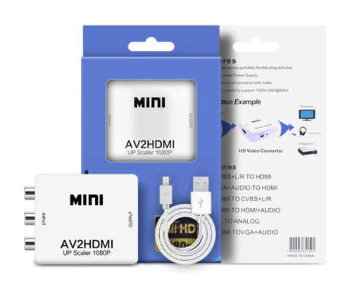 DREIKS AV RCA zu HDMI Adapter Konverter Full HD 1080P Video Audio TV 3 RCA CVBS HDMI
