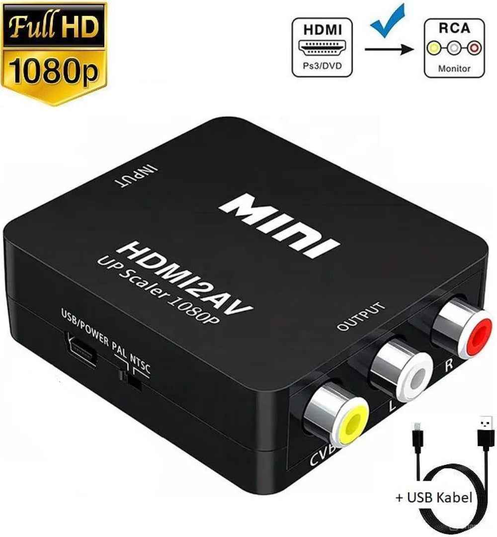 DREIKS HDMI zu AV Adapter Full HD 1080P HDMI zu Video Audio RCA Konverter USB Kabel