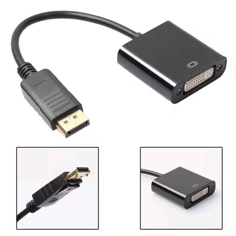 DREIKS DP zu DVI Adapter DisplayPort zu DVI Konverter Full HD 1080p PC Beamer Vergoldet