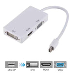 DREIKS Mini DisplayPort auf HDMI DVI VGA Adapter Mini DP Konverter 3in1 1080p Schwarz oder Weiß